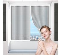 Cortinas Termicas Aislantes 58 x 140 cm, Se Cierra Automáticamente, Fácil Instalación sin Taladrar, Mosquitera Imantada Puerta, para Todas Las Ventanas y Puertas, Blanco