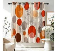 Cortinas Térmicas Aislantes de Frío y Calor, Cortinas Opacas Modernas de Plumas Formas Geométricas Estilo Retro para Ventanas de Salón - 2 Piezas 117 An x 138 Al cm con Ojales para Bloqueo Beige