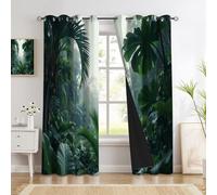 Cortinas Termicas Aislantes Frio Calor Cortinas Opacas Salon Dormitorio 2 Piezas 117 X 137 Cm Blackout Curtains Selva Tropical con Ojales para Habitacion Comedor, Monstera Deliciosa Hojas Palma