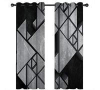 Cortinas Termicas Aislantes Frio Y Calor 2 Piezas 234X230Cm Costuras Geométricas Negras Y Plateadas Cortinas Opacas Con Ojales Salon Modernas Dormitorio Juvenil Infantil Habitacion Cocina Ventana