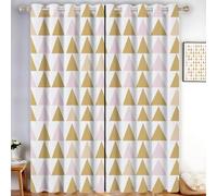 Cortinas Termicas Aislantes Frio y Calor Cortinas Opacas Salon Dormitorio Una olla de agua en geometría Triángulo simple 117 x 137 cm Blackout Curtains Oro con Ojales para Habitacion Comedor 2 Piezas