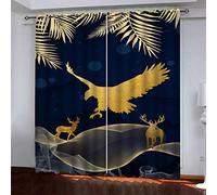 Cortinas Termicas Aislantes Frio Y Calor Infantiles 3D Águila Dorada Abstracta 2 Piezas 160x200Cm Salon Opacas Cortina Termica Aislante Frio Y Calor Infantil Niño Niña Dormitorio