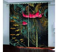 Cortinas Termicas Aislantes Frio Y Calor Infantiles 3D Lotos Rojos Abstractos 2 Piezas 160x200Cm Salon Opacas Cortina Termica Aislante Frio Y Calor Infantil Niño Niña Dormitorio