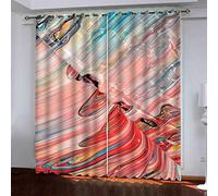 Cortinas Termicas Aislantes Frio Y Calor Infantiles 3D Ondas Rojas Abstractas 2 Piezas 160x200Cm Salon Opacas Cortina Termica Aislante Frio Y Calor Infantil Niño Niña Dormitorio