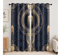 Cortinas Termicas Aislantes Frio y Calor Opacas 2 Piezas Oriente Medio Arte Cultura TemáTica Cortina ImpresióN 3D 140An x 175Al cm Azul Dormitorio, Infantil, Juvenil y Adulto Curtains Blackout