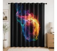 Cortinas Térmicas Opacas 2 Piezas 140An x 175Al cm 3D Ciencia FiccióN Fuego FúTbol Cortina Blackout, Ojales, Aislamiento Frío/Calor y Reducción de Ruido Negro Suave Resistente para Salón/Dormitorio