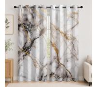 Cortinas Térmicas Opacas 2 Piezas 91.5An x 214Al cm Moderno ArtíStico MáRmol Cortina Blackout, Ojales, Aislamiento Frío/Calor y Reducción de Ruido Blanco GrisáCeo Suave Resistente para Salón