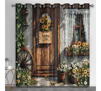 Cortinas térmicas para puerta de madera, cortinas insonorizadas, cortinas pastorales cálidas para comedor, dormitorio, balcón, terraza, 55 x 72 pulgadas, 2 paneles