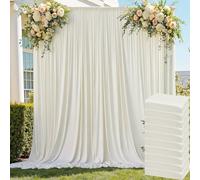 Cortinas tipo telón de fondo de color marfil sin arrugas de 50 x 8 pies para fiestas, 10 paneles de 5 x 8 pies, cortinas de poliéster suave y sedoso, para bodas, cumpleaños, baby shower, graduación,