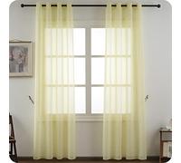 Cortinas Translúcidas para Salón Dormitorio un Panel de 140 x 260 cm, Visillo color Amarillo Liso Gasa Fina y Transparente, Visillos para Ventana Salon Sala Cuarto Dormitorio Comedor Cocina
