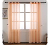 Cortinas Translúcidas para Salón Dormitorio un Panel de 140 x 260 cm, Visillo color Naranja Liso Gasa Fina y Transparente, Visillos para Ventana Salon Sala Cuarto Dormitorio Comedor Cocina
