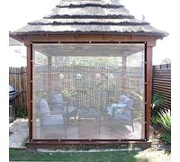 Cortinas transparentes impermeables para exteriores con ojales, paneles laterales resistentes al viento, para terraza, porche, cenador, 6 m x 6 m, cubierta de plástico PE resistente a la intemperie