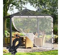 Cortinas transparentes para exteriores, impermeables, paneles laterales para pérgola, porche, cenador, 3,5 x 2,5 m, con bolas elásticas y cordones para una fácil instalación.