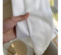 Cortinas traslúcidas blancas para sala de estar, 160 cm de largo, 2 paneles de rayas texturizadas, con ojales en la parte superior, tela de poliéster, 106,7 x 160 cm, decoración elegante para el hogar