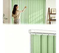 Cortinas Verticales 50% Blackout para Divisor de Ambientes, Cortina para Ventana Grande Puerta Patio, Fácil Instalación Panel de Tela con Carril 60 90 140 180 200 240 cm(Verde claro,80cmWx260cm)