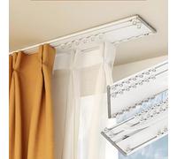Cortinero Doble Para Ventana, Riel De Cortina De Aluminio De Tres Fila, Riel Para Cortina De Techo, Las Cortinas Se Cruzan Y No Dejan Pasar La Luz, For Sala De Estar, Dormitorio(Blanca,1.3m/4.3ft)