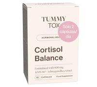 Cortisol Balance con Ashwagandha KSM 66 600 mg, Rhodiola Rosea y Magnesio | 60 cápsulas con la vitamina B6 y la vitamina B5 añadidas para aliviar el estrés, niebla mental y mejorar el sueño. TummyTox