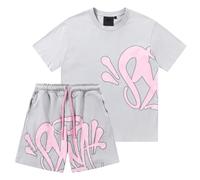 Corto Conjunto Synaworld Hombre,Camiseta Unisex Con Letra Estampada Gráfica,2 Piezas Adulto Y Niños Manga Corta Con Pantalones,Verano Mujeres Chándal Top Y Shorts Deportiva(3,M)