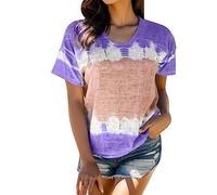 Corto Gradient O-Cuello Normal Sexy Estampado Verano Top Mujeres Mujeres Segles Blusa Mujer Da Losgehen T Shirt Damen, morado, 3XL