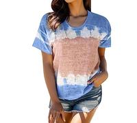 Corto Gradient O-Cuello Normal Sexy Estampado Verano Top Mujeres Mujeres Segles Blusa Mujer Da Losgehen T Shirt Damen, azul, XL