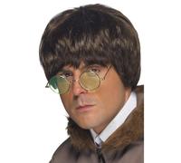 Corto Marrón Brit Pop Estrella Peluca Hombre Accesorio para Disfraz