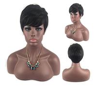 Corto Pelucas Mirada natural cabello sintético Negro oscuro Fiesta Diario 26cm