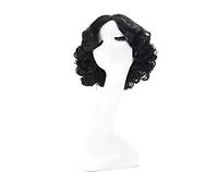 Corto y rizado negro nieve fibra sintética de alta temperatura pelo blanco princesa cosplay peluca para Halloween AG-0360