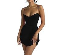 Cortos Vestidos Verano Mujer Sexy Vestidos de Fiesta Elegantes Confort Cami Vestidos de Fiesta(Negro S)