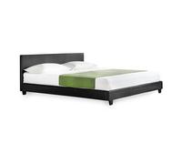 [coruim] cama de matrimonio albacete tapizado en piel sintética con somier 140 x 200 cm - negro