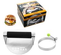 CORVAS - Smash Burger - Aplastador de Hamburguesas - Smash Burger Kit - Prensa Hamburguesas - Smasher de Acero Inoxidable 304 Soldado en Una Pieza - Incluye Accesorio para Huevos