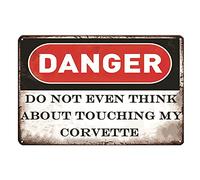 Corvette Signs - Letrero de metal para garaje para hombre, decoración de pared vintage, regalo perfecto con texto en inglés "Do Not Touch My Corvette, 20.3 x 30.5 cm