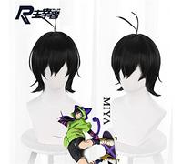 Cos Gift Cos Gift 30 cm Anime SK8 la Infinity Miya MIYA Peluca Cosplay Pelucas Jugar Cabello Negro Cabello Halloween 1:1 Pelucas Gorra