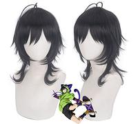 Cos Gift Cos Gift Anime SK8 the Infinity Peluca Miya MIYA Cabello Negro Cosplay Peluca Juego de Rol Halloween Pelo Sintético 30 cm