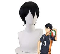 Cos Regalo Anime Haikyuu Peluca Tobio Kageyama Pelo Negro Corto Cosplay Peluca Juego de Rol Halloween Pelo Sintético 30 cm