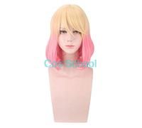 Cos School Anime Angels of Death Catherine Ward Cosplay Wigs Yellow Gradient Pink Micro Curly Short Hair Ward Catherine Costumes Wigs