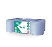 COS Swift Centrefeed - 12 rollos de toalla de mano de 2 capas en relieve, color azul de primera calidad, 150 m, fuerte y absorbente, ideal para el hogar, oficina, cocina, garaje y uso comercial