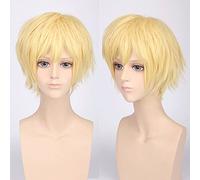 cos wig juvenile anti-curled short hair color universal men's wig cosplay anime wig color:PL-002-14#golden yellow