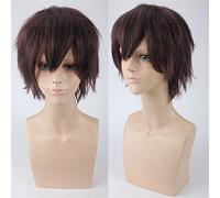 COS Wig - Peluca juvenil con deformación inversa de pelo corto, universal, para hombre, cosplay, anime, color: PL-002-17#marrón oscuro