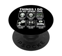 Cosas Divertidas Que Hago en mi Tiempo Libre Aliens UFO Space PopSockets PopGrip Adhesivo