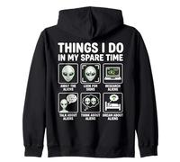 Cosas Divertidas Que Hago en mi Tiempo Libre Aliens UFO Space Sudadera con Capucha