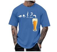 Cosas Gratis Camiseta con estampado de dibujos animados para hombre, celebración del Festival de la cerveza alemana, humorística y divertida, con personaje de taza de cerveza Camiseta (Blue, XXL)