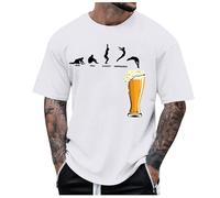 Cosas Gratis Camiseta con estampado de dibujos animados para hombre, celebración del Festival de la cerveza alemana, humorística y divertida, con personaje de taza de cerveza Camiseta (White, XL)
