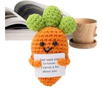 Cosas Positivas De Ganchillo - Peluche Zanahoria Hecho A Mano, Decoración Motivacional, Tarjetero | Adorable Accesorio De Escritorio Que Apoya La Alegría Navideña, Sorpresas De Co