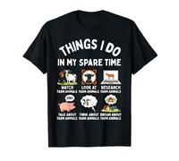 Cosas Que Hago en mi Tiempo Libre Funny Farm Animals Watching Camiseta