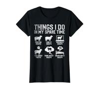 Cosas Que Hago en mi Tiempo Libre Gracioso Ovejas Granjero Granja Animal Camiseta gráfica económica, Mujer, Negro, XS