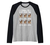 Cosas que hago en mi tiempo libre Pastor Alemán Papá Mamá Camiseta Manga Raglan