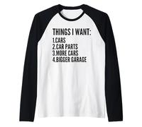 Cosas Que Quiero entusiastas de los automóviles Motor mecánico de automóviles Hombres Camiseta Manga Raglan