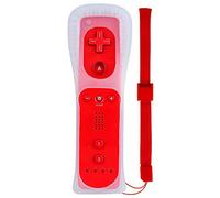 Cosaux Wii - Mando a distancia para Nintendo Wii y Wii U, FM02 Nintendo Wii con funda de silicona y correa para la muñeca, color rojo