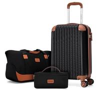 Cosbarn Juego de equipaje de mano de 3 piezas, equipaje de 20 pulgadas, 22 x 14 x 9 pulgadas, aprobado por aerolíneas con ruedas y bloqueo TSA, juego de maleta de viaje ligera de ABS con bolsa de lona