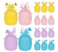 Cosblank 16 bolsas de regalo de conejo de Pascua de 5.1 x 3.7 pulgadas, orejas de conejo de terciopelo con cordón, bolsa de regalo de conejo, bolsas de regalo para caza de huevos de Pascua, baby